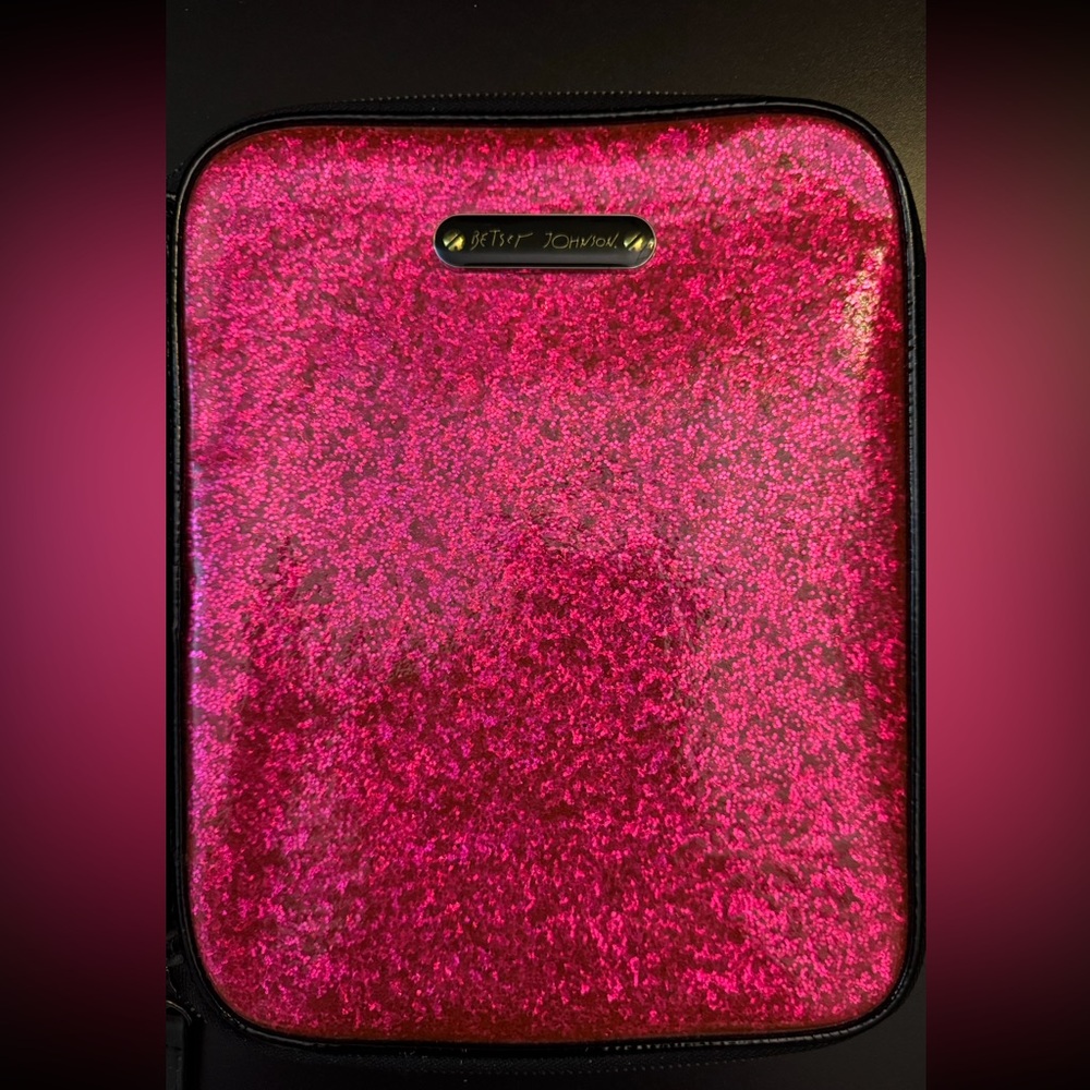 Betsey Johnson Pink Non-Shedding Glitter iPad Case